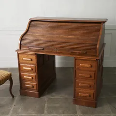 アメリカ Derby Desk クラシック ロールトップ デスク 蛇腹 オーク 両