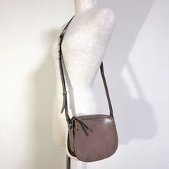 ポロラルフローレン ファスナー式 サドルバッグ レザー ミニショルダーバッグ クロスボディ グレージュ