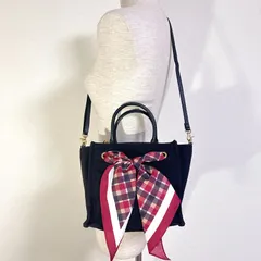 ブルーレーベルクレストブリッジ チェックスカーフ付きトートバッグ 2way ファスナー付き ミニトート ショルダーバッグ A5可 黒