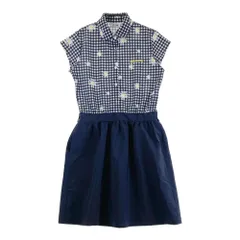 サイズ：M ADIDAS GOLF アディダスゴルフ A04435 半袖ワンピース サッカー切替 花 チェック柄 ネイビー系 [240101554585] ゴルフウェア レディース ストスト