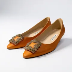 b2 MANOLO BLAHNIK マノロブラニク ハンギシ ビジュー付き フラット