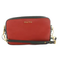 ミュウミュウ miumiu ショルダーバッグ レザー 赤 レッド 黒 ブラック /SS ■OS ■OH
