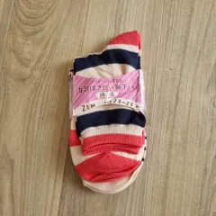 日本輸入 ボーダー柄 レディース 靴下 23-25cm 2足 まとめ