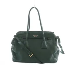 プラダ PRADA 2WAY ショルダーバッグ ハンドバッグ トート レザー シボ革 緑 グリーン ■GY37 /MQ ■OH