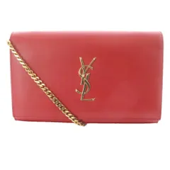 サンローラン パリ SAINT LAURENT PARIS YSLライン チェーンウォレット ショルダーバッグ レザー 赤 レッド 377829