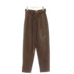 6 ROKU BEAUTY&YOUTH B&Y ロク ビューティーアンドユース ベルト付きカウレザーパンツ テーパード ジッパーフライ 34 ブラウン /DO ■OS ■SH