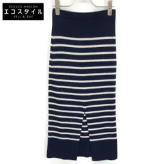 Christian Dior クリスチャンディオール ﾈｲﾋﾞｰ×ﾎﾜｲﾄ ﾎﾞｰﾀﾞｰ ﾆｯﾄｽｶｰﾄ 38