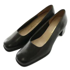 サルヴァトーレフェラガモ Salvatore Ferragamo パンプス チャンキーヒール スクエアトゥ レザー 6D 黒 ブラック /SS ■OS