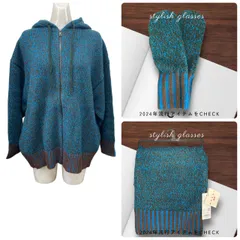 【未使用】UNIQLO　ユニクロ　ミックスカラーニット　フルジップパーカー　ブルー　ＸＸＬ