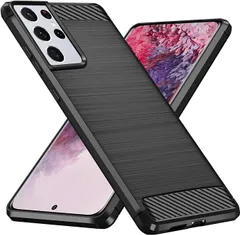 スマホケース 耐衝撃 炭素繊維くて柔らかい TPU（ブラック）滑らかで快適な肌触り 対応 ショック おしゃれ ケース ギャラクシー エス21 ultra/SC-52B/SCG11 ウルトラ Galaxy S21 S21 ultra 【Hbcnxny】Galax