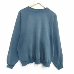 XL/古着 ヘインズ 長袖 スウェット メンズ 00年代 00s 無地 ラグラン クルーネック 青緑 25dec24