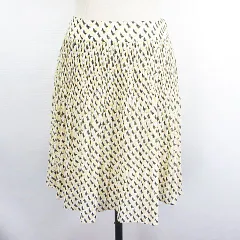 エニィスィス エニシス anySiS スカート ボトムス ひざ丈 フレア プリーツ加工 総柄 透け感 2 イエロー系 ※EKM