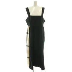 ブルーレーベルクレストブリッジ BLUE LABEL CRESTBRIDGE コットンウェザーストレッチワンピース サイドチェック M ブラック マルチカラー /CX ■OS