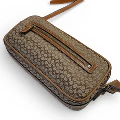 【美品】COACH オールドコーチ ミニシグネチャー ショルダーバッグ ベージュ 斜め掛け キャンバス レザー キングラム[68]