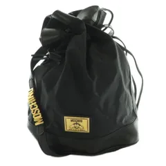 モスキーノ MOSCHINO 巾着ショルダーバッグ ロゴプレート 黒 ブラック /SS ■OS