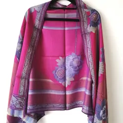 美品　エトロ　ETRO　スカーフ　ストール　ショール　ペイズリー　パープル　大判　299