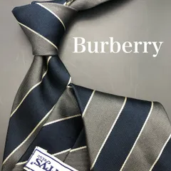 【大特価】ネクタイ　Burberry ストライプ　ネイビー　グレー　シンプル
