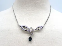 COSMO GOLD コスモゴールド ペンダント ネックレス シルバー色 ラインストーン カラーストーン 青系 エレガント メタリックアクセサリー 服飾小物　保管18