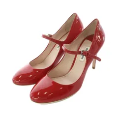 ミュウミュウ miumiu パンプス 36 22.5cm 23cm 赤 レッド エナメル ラウンドトゥ ハイイール ストラップ /RI ■OS ■OH
