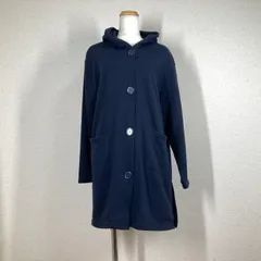 【ikka】スウェット パーカー　イッカ　ネイビー　L　ボタン　羽織　チュニック 綿　コットン　 フード Y2K フェアリーグランジ