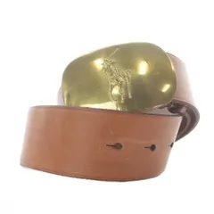 ポロ ラルフローレン POLO RALPH LAUREN レザーベルト ロゴ M 茶色