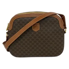 CELINE(セリーヌ) ショルダーバッグ マカダム柄 ダークブラウン×ブラウン 斜めがけ レザー