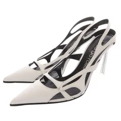 セルジオロッシ Sergio rossi カットアウトヒール パンプス ポインテッドトゥ レザー ピンヒール 36.5 白 ホワイト