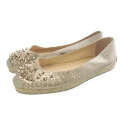 クリスチャンルブタン Christian louboutin エスパドリーユ スパイクスタッズ 38 ゴールド色