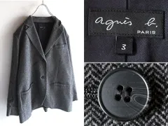 LOOK使用 agnes b. アニエスベー 2021AW TBU0 VESTE ミックスウール ヘリンボーンツイード ワイド 2Bテーラードジャケット ブレザー 3 グレー 日本製