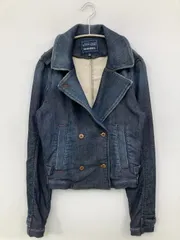 DIESEL デニムジャケット XS ネイビー 無地 ブランドロゴ フードなし ボタン留め