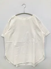 無印良品 Tシャツ/カットソー S ホワイト 無地 ミドル丈 半袖 クルーネック(丸首)