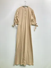 MOUSSY ワンピース 2 ベージュ コットン 無地 リボン 半端袖 ロング・マキシ丈 フレア