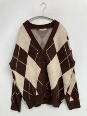 BBALJUNOCHO カーディガン/ボレロ ブラウン ウール・ニット チェック柄 その他総柄 ミドル丈 長袖