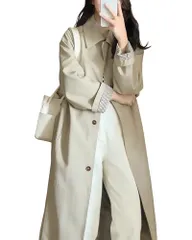 [Ｋａｙｉｙａｓｕ] コート レディース 秋 トレンチコート ?接デザイン ミドルレングス 無地 通勤 春 薄手 防風 軽量 大きいサイズ アウター カジュアル オフィス フォーマル シンプル S-2XLe