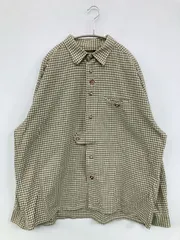 Trachten シャツ/ブラウス カーキ 刺繍 チェック柄 レギュラーカラー 長袖 ミドル丈