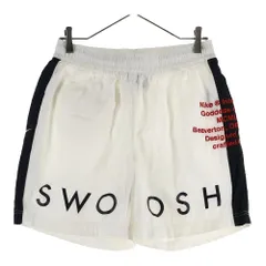 NIKE (ナイキ) SWOOSH フロントエンブロイダリーデザイン ドローストリング ナイロン ハーフパンツ ホワイト DD1093-100