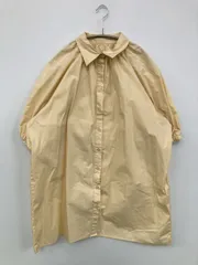 Discoat シャツ/ブラウス M イエロー コットン 無地 ロング丈 半端袖 レギュラーカラー