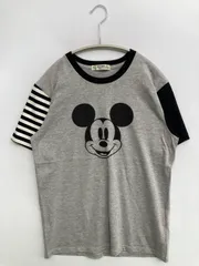 BEAMS HEART Tシャツ/カットソー グレー ボーダー柄 前面プリント ミドル丈 半袖 クルーネック(丸首)