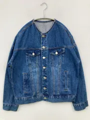 デニムジャケット L ブルー 無地 フードなし ボタン留め
