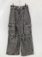 デニムパンツ F グレー フルレングス 無地 ワイド・ルーズ ストレート ハイウエスト ヴィンテージ