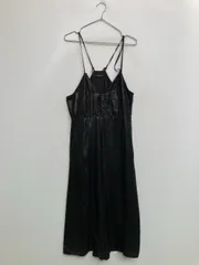 JEANASIS ワンピース F ブラック サテン 無地 袖なし ミモレ・半端丈 フレア