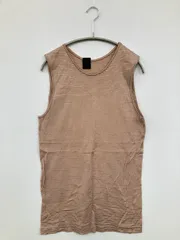 タンクトップ ベージュ ボーダー柄 カップなし