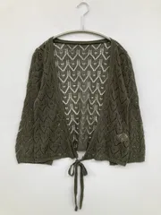 WIN HEART カーディガン/ボレロ M カーキ ウール・ニット レース ショート丈 半端袖