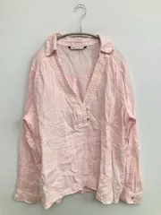 ZARA シャツ/ブラウス USA M ピンク コットン リネン・麻 無地 ミドル丈 長袖 オープンカラー