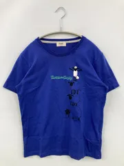 BEAMS HEART Tシャツ/カットソー ブルー 前面プリント ミドル丈 半袖 クルーネック(丸首)