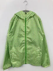 ナイロンジャケット L ライトグリーン チェック柄 フードあり