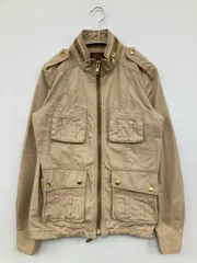OZOC ミリタリージャケット 36 ベージュ 無地 ワンポイント コットン フードなし ジップアップ