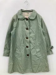 pou dou dou ステンカラーコート M ライトグリーン コットン ナイロン 無地 ミドル丈 フードなし
