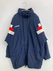 adidas ナイロンジャケット US M ネイビー ブランドロゴ ライン柄 フードなし