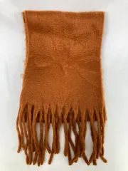 マフラー オレンジ 無地 フリンジ